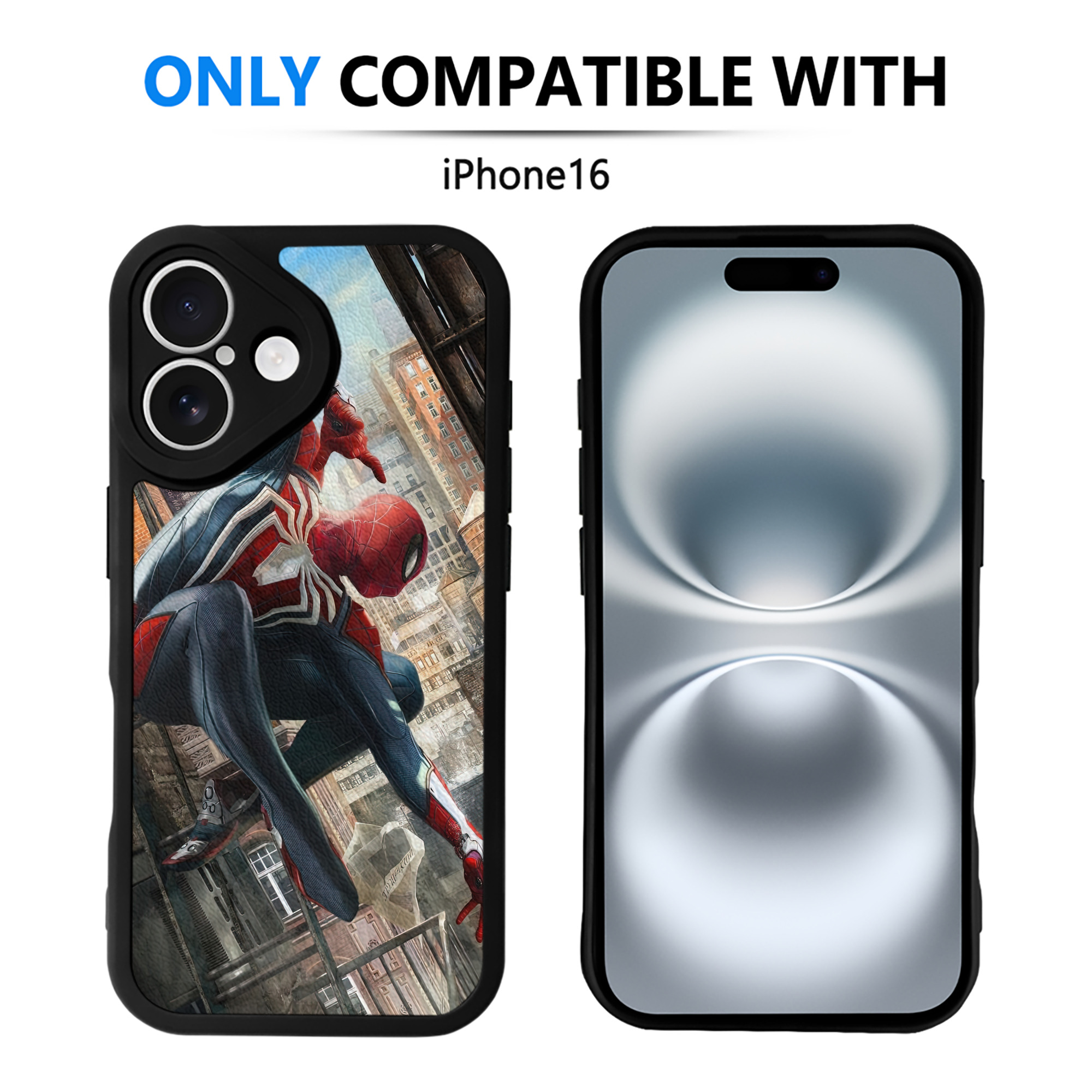 Spider Man スパイダーマン 【iPhone 16シリーズ対応】シリコンスマホケース（レザー調） 材質：シリコン